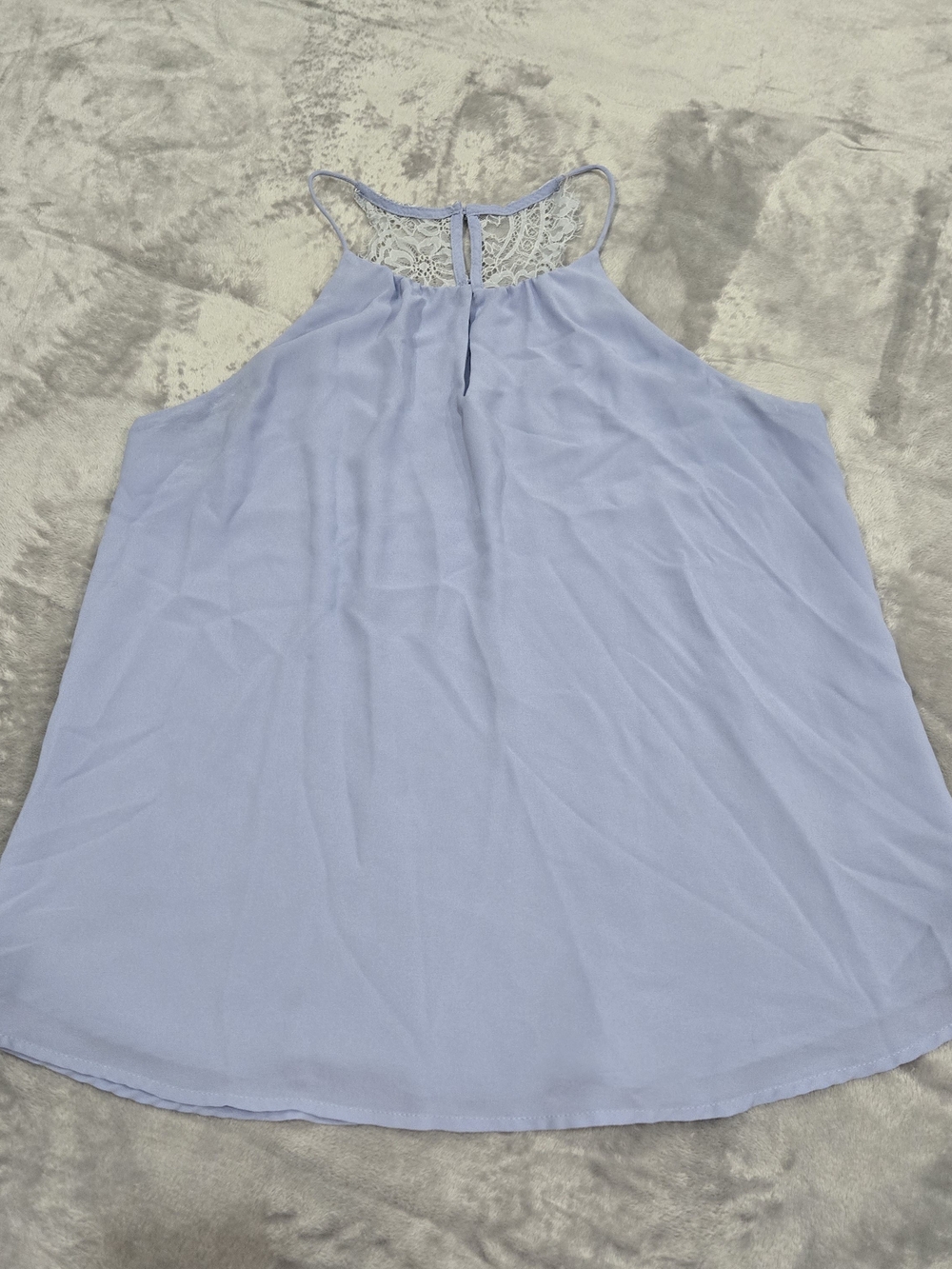 Naked Zebra Light Blue Lace-Back Halter Style Button Camisole Size Large Tank